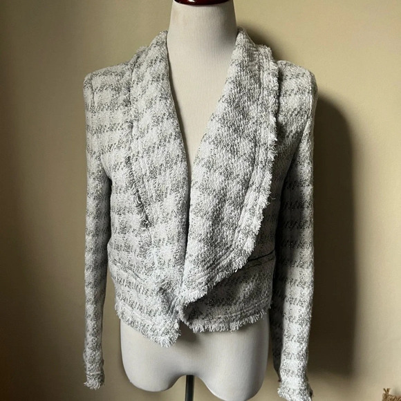 IRO quill tweed silver metallic open front jacket, size 40 - Picture 2 of 5